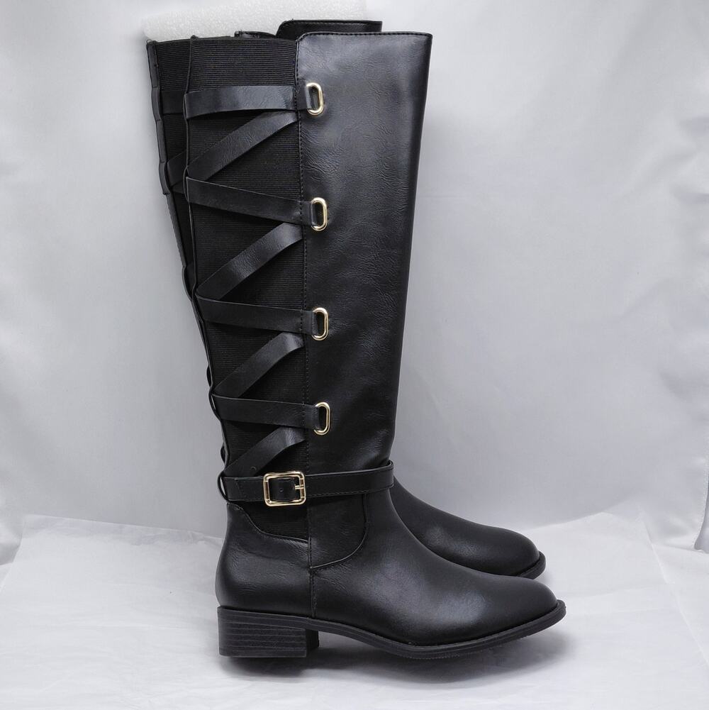 Thalia Sodi Veronika Black Knee High Riding Boots Women’s 5.5 Equestrian Moto